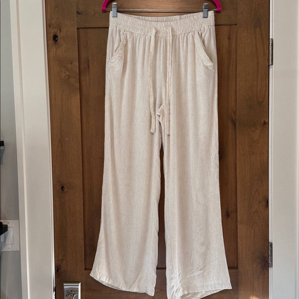 Sienna Sky Light Cream Wide Leg Lounge Pants